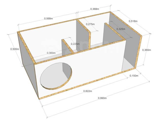 Чв короб для 12 сабвуфера чертеж