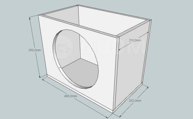 Закрытый короб под 12 сабвуфер чертеж