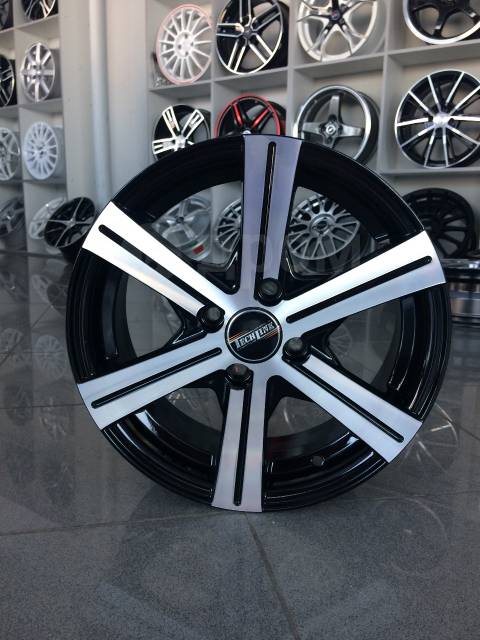 Диски литые techline 544 4x98 4x100 r15 чёрные с полиролью, 15", 4 шт ...