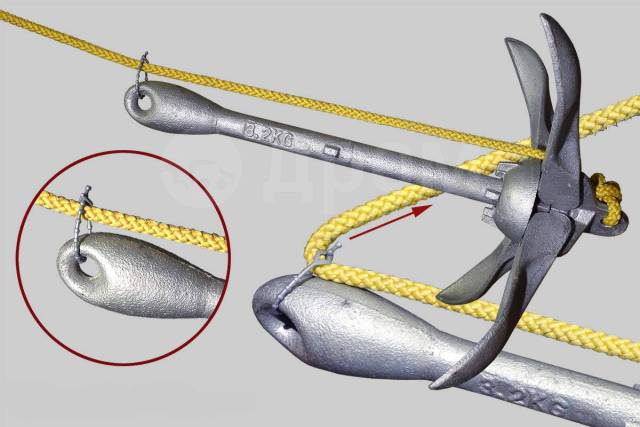 Якоря и шнуры для лодки
