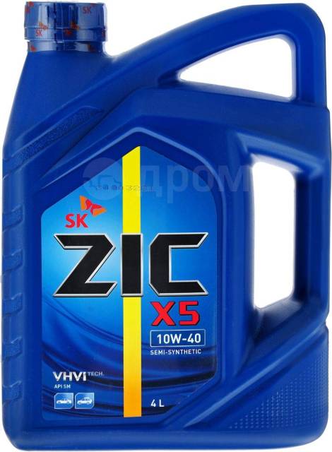 Моторное масло ZIC X5 10w40 4л, полусинтетическое, 4,00 л. SN, бензин ...