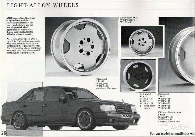 Размеры и разболтовка колёсных дисков Мерседес W124