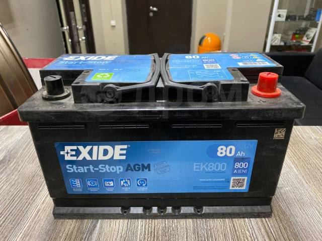 Аккумулятор AGM 12V 80AH Exide EK800, обратная (левое), 80 А.ч. россия,  новый, в наличии. Цена: 38 990₽ в Хабаровске