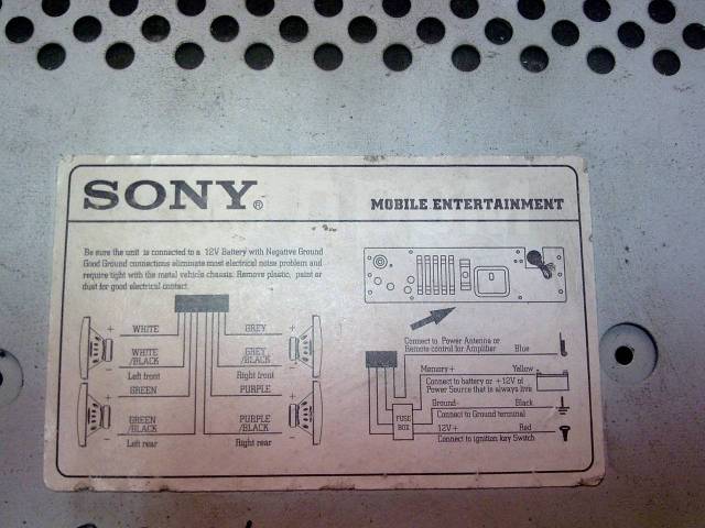 распиновка автомагнитолы sony