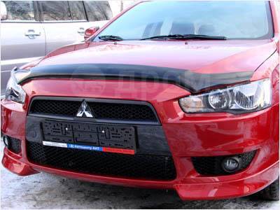 Дефлектор капота лансер. Дефлектор капота Mitsubishi Lancer 10. Мухобойка Лансер 10. Мухоотбойник на Лансер 10. Дефлектор капота Митсубиси Лансер 10.