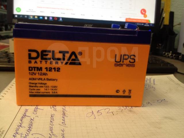 Аккумулятор Delta DTM 1212 AGM VRLA Battery 12V 12Ah 180A, новый, в .