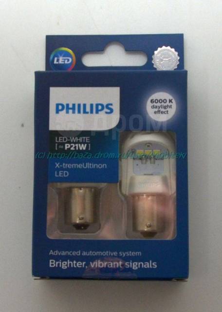 Купить Philips X-treme Ultinon gen2 LED, P21W, BA15s,12V/24V, 2,7W ...