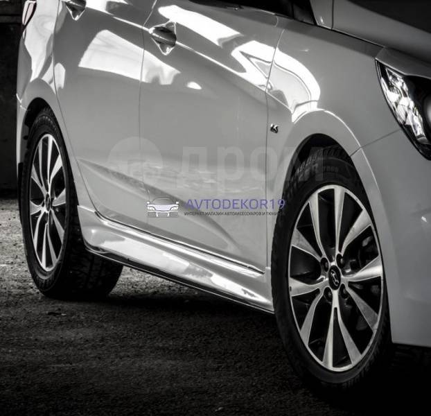 Купить Накладки ZEUS на пороги Hyundai Solaris (Хендай Солярис) 2010 ...