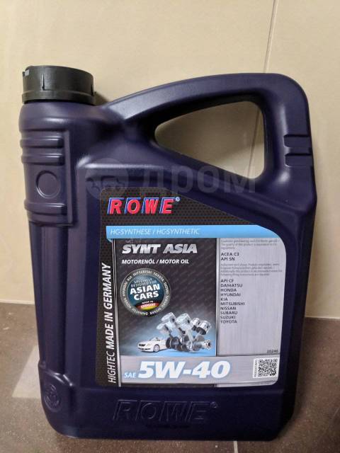 ROWE Hightec SYNT ASIA 5W40, 4л, синтетическое, 4,00 л. CF, SN, C3 ...