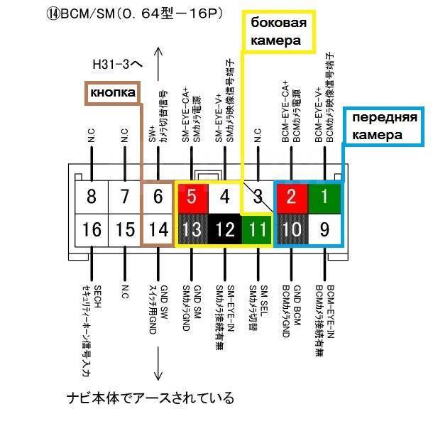 Распиновка bcm Фишка для подключения передней и боковой камеры (BCM/SM) Toyota, новый. Цена: 1 