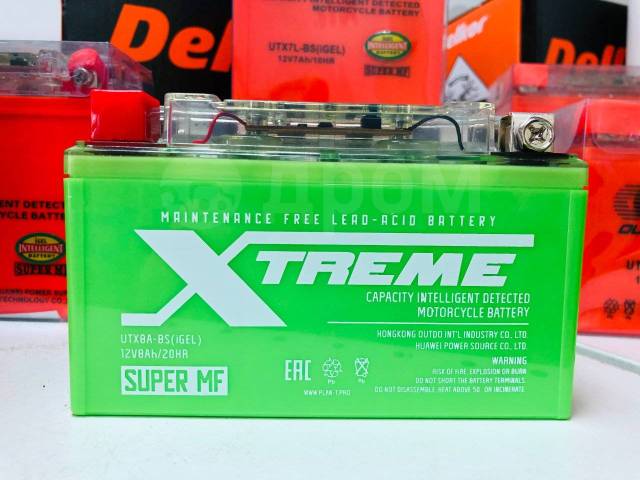Аккумулятор 8 ампер часов. Мото аккумулятор Xtreme utx8a ytx7a -BS Igel. Аккумулятор Xtreme UTX 8 BS (Igel) 12v8ah 20hr. Мото аккумулятор Xtreme super MF. Аккумулятор Xtreme super MF зеленый.