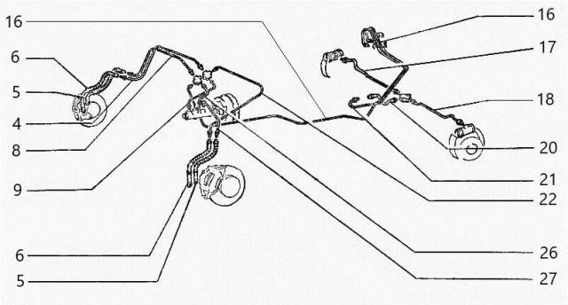 Схема тормозных трубок нива 2121