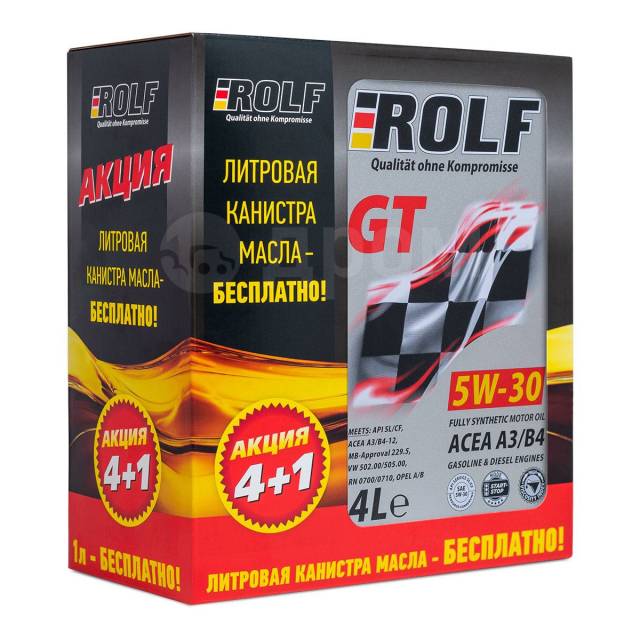 Синтетическое моторное масло ROLF 5W30 4л+1л, 5,00 л. SN, A3, B4 ...