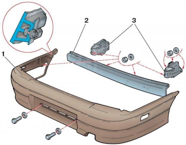 как крепится задний бампер на ваз 2115