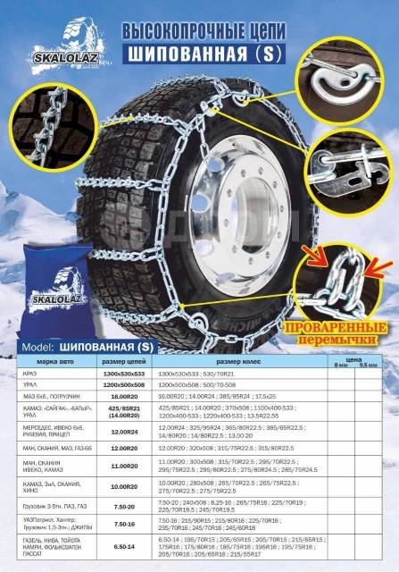 Цепи противоскольжения усиленные R16 (Нива, Газель), 2шт.