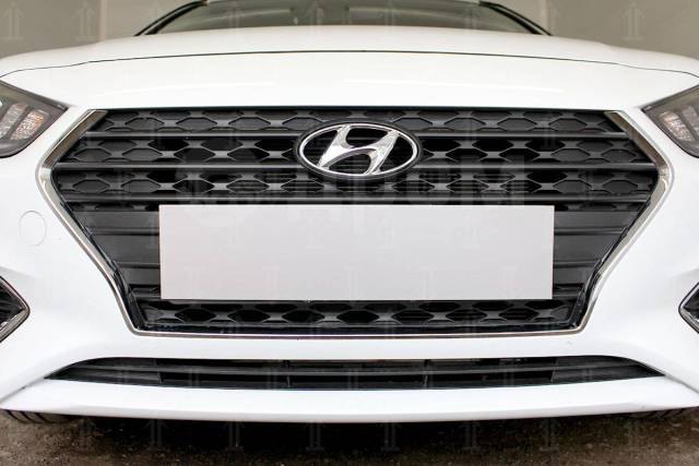 Как снять решетку солярис 2 Купить Защитная сетка переднего бампера Hyundai Solaris 2017- во Владивостоке по