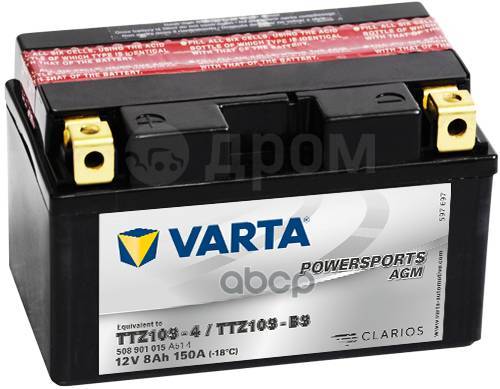   Powersports Agm [12V 8Ah 150A B00] 150X87x93mm  1 [+/-]  Y11 Varta . 508901015 