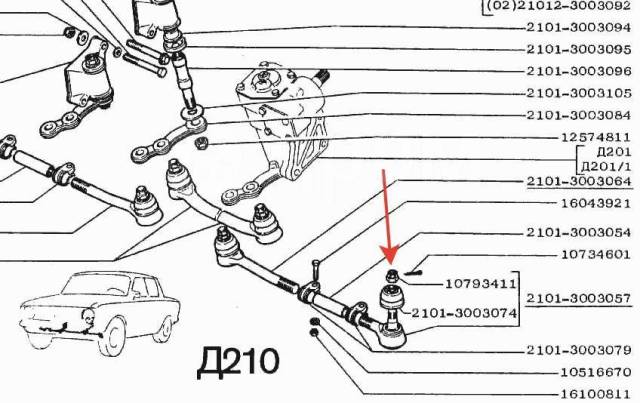 Схема рулевых наконечников ваз 2107