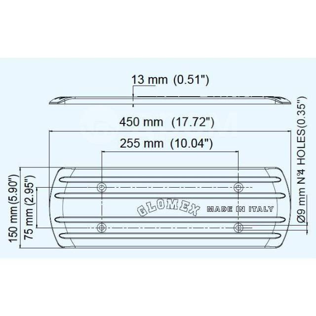     Brown 455 x 150 x 13 mm Glomex GLORA207 RA207 