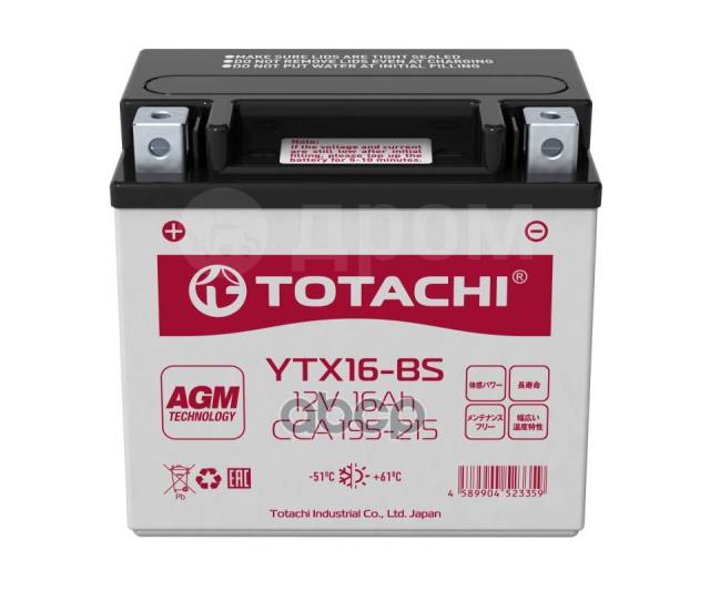  Totachi Moto Ytx16-Bs 16 / R Agm TOTACHI . 90016 