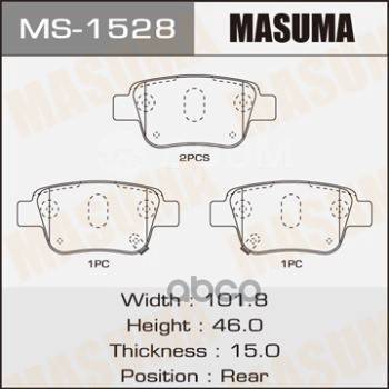 Купить Колодки Тормозные Дисковые Задние Masuma Ms-1528 Masuma арт. MS ...