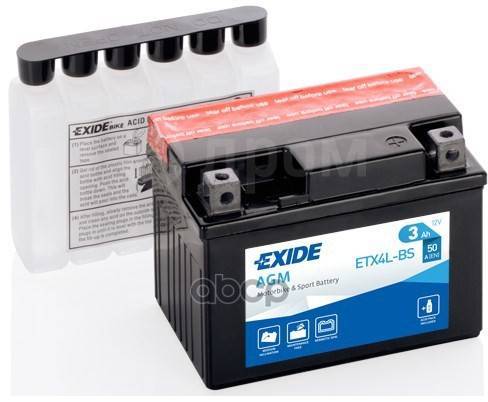  Moto Agm 3Ah 50A 113X70x85  Etn 0  M04 EXIDE . ETX4L-BS 