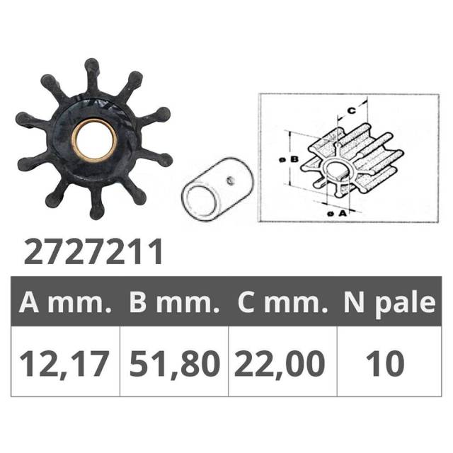    Black 12.17 x 51.8 x 22 mm Jabsco 2727211 18653 