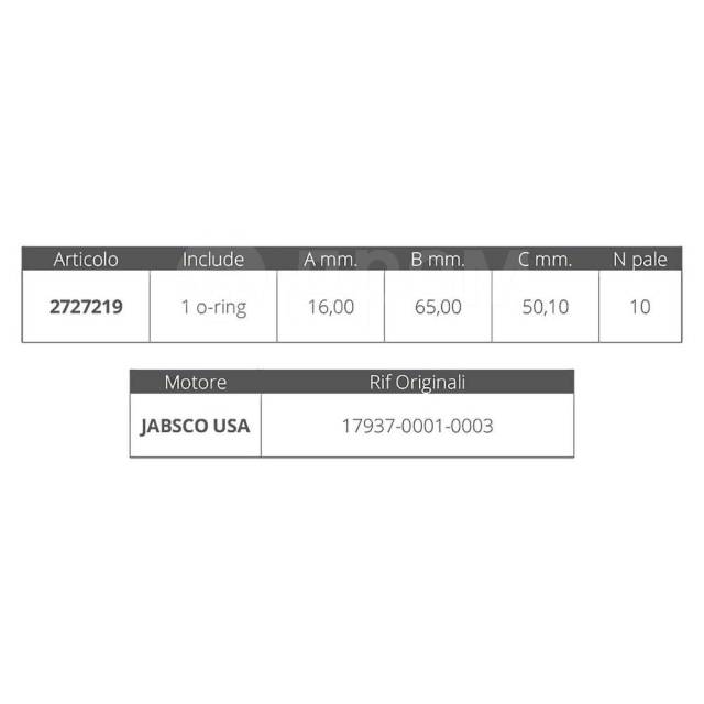     Black 16 x 65 x 50.1 mm Jabsco 2727219 17937 