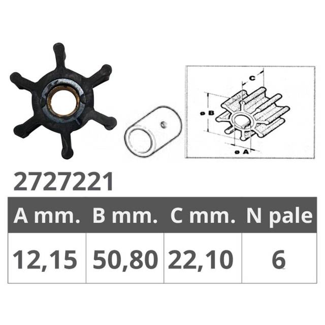    Black 12.15 x 50.8 x 22.1 mm Jabsco 2727221 653-0001 