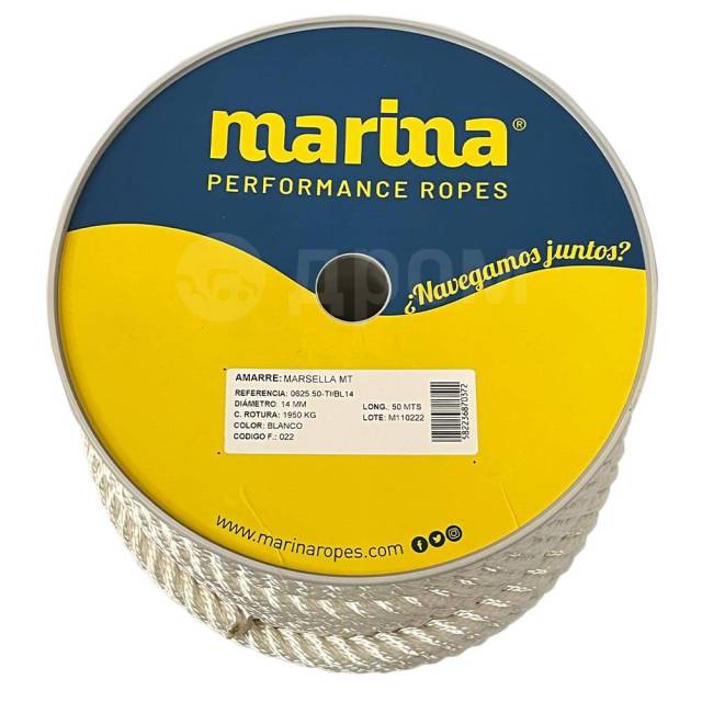   White 14 mm Marina performance ropes 0625.50/BL14 Marsella MT 50 m 