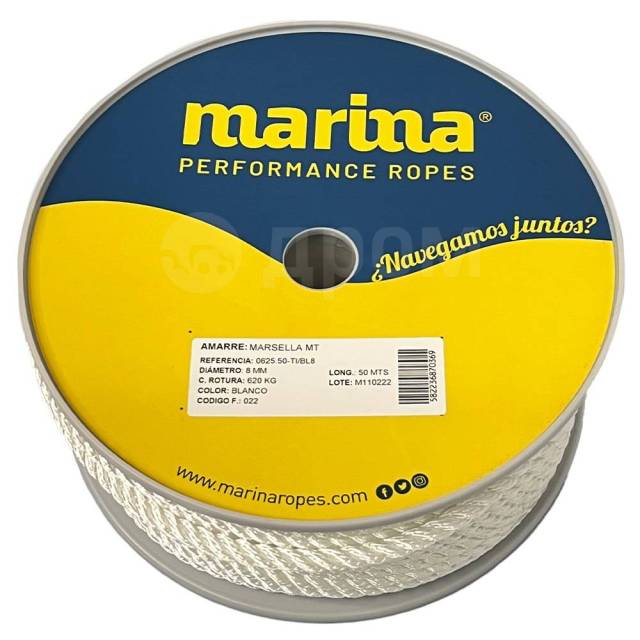   White 14 mm Marina performance ropes 0625.50/BL14 Marsella MT 50 m 