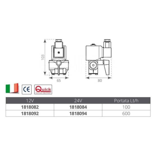     F/F  Bronze / Black 1/2?? Quick italy 1818082 12W 12V 100 lt/h 