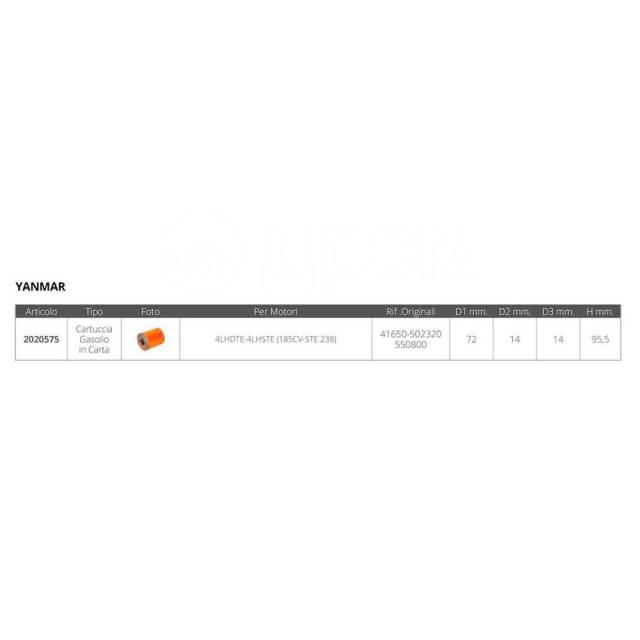    Grey / Orange 72 x 95.5 mm Forniture nautiche italiane 2020575 Yanmar 4LHDTE-4LHSTE 