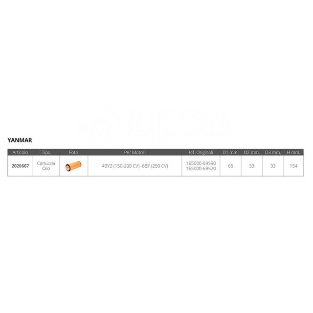    Black / Orange 65 x 154 mm Forniture nautiche italiane 2020667 Yanmar 4BY2 150-200CV 6BY 250CV 