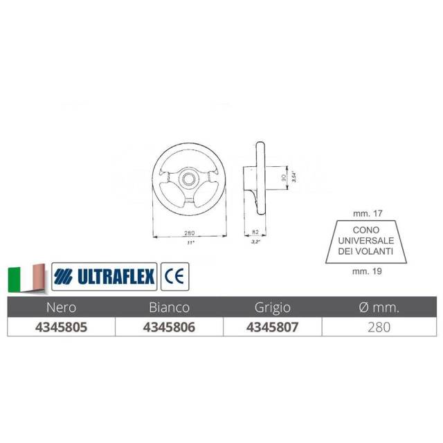   Grey 280 mm Ultraflex 4345807 V45 