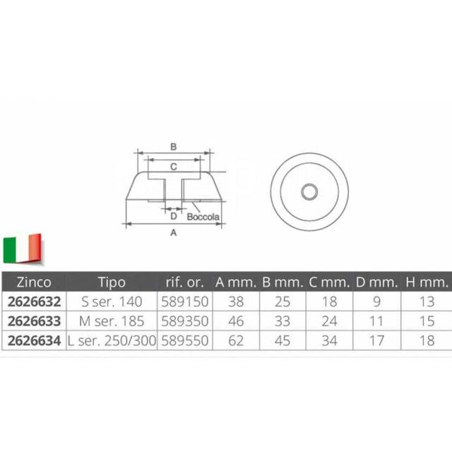    Silver 38 x 13 mm Tecnoseal 2626632 Lewmar S140 