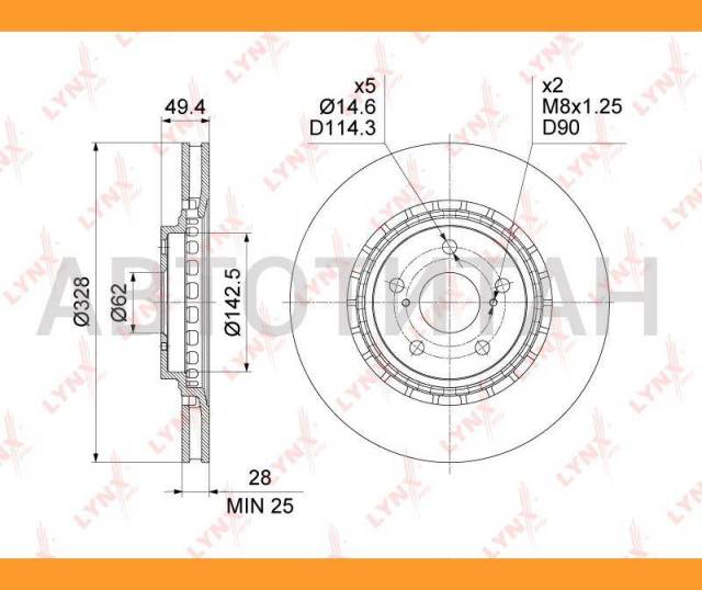 Купить Диски тормозные Toyota RAV4, Lynxauto c гарантией в Красноярске ...