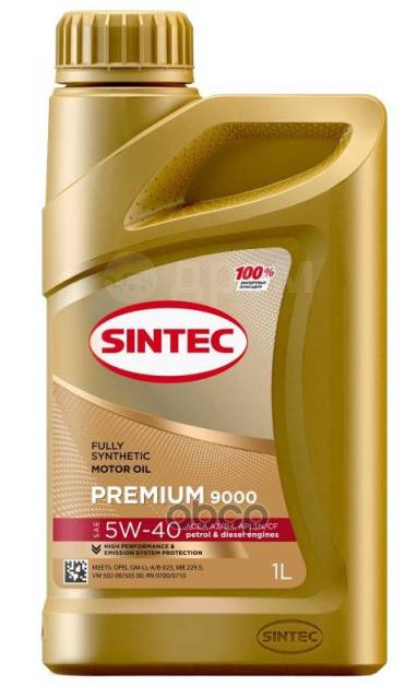 Масло Sintec 5/40 Premium 9000 A3/B4 Sn/Cf Синтетическое 1 Л 600106 ...