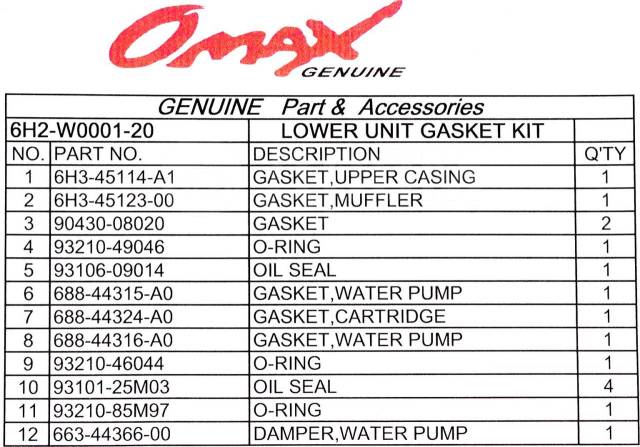  Yamaha 60F/70D, Omax 6H2W000120_OM 