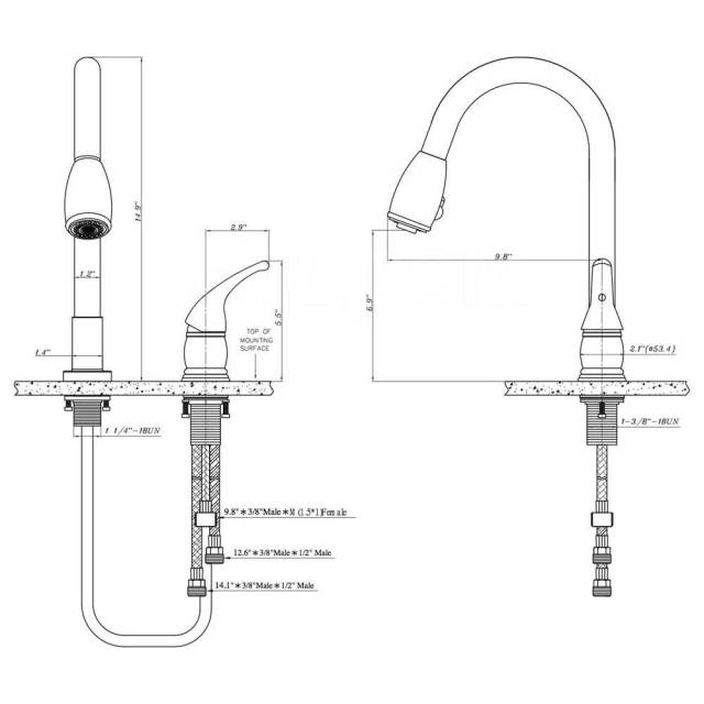      Satin Nickel 38.1 cm Dura faucet 621-DFNMK503SN 