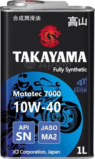    TAKAYAMA . 605575 Takayama Mototec 7000 4T Sae 10W-40 Api Sn Jaso Ma-2, 1L 