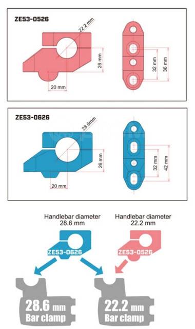       ZETA OffSet:20mm H:26mm 28.6mm/22.2mm   ZE53-0626 