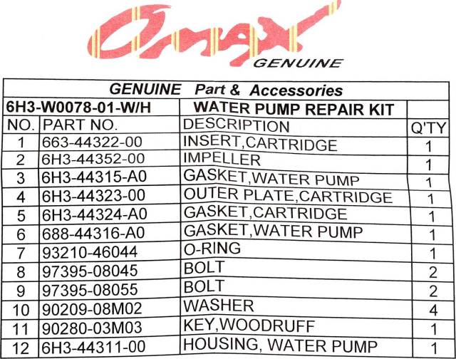     Yamaha 60-70, Omax 6H3W007801WH_OM 