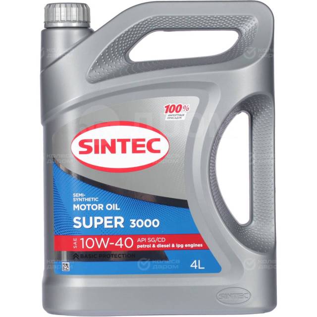 Моторное масло Sintec super 10w40 4л, полусинтетическое, 4,00 л. CD, SG ...