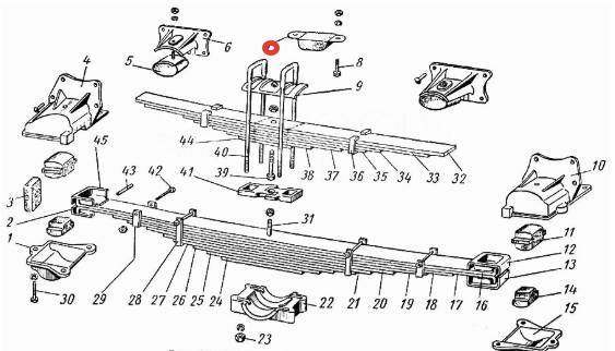 Как крепятся рессоры на газ 53 фото Купить Подушка задней рессоры ГАЗ 51, 52, 53 в Санкт-Петербурге по цене: 300 ₽ -