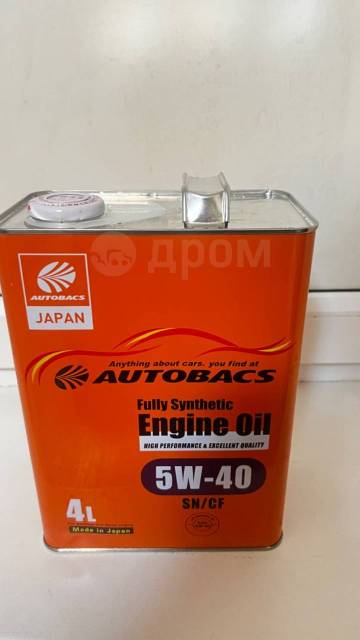 Моторное масло autobacs 5w40, синтетическое, 4,00 л. SN, SP, бензин ...