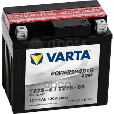  !  5Ah 120A 113/70/105 TZ7S-BS POWERSPORTS AGM moto Varta . 505902012 