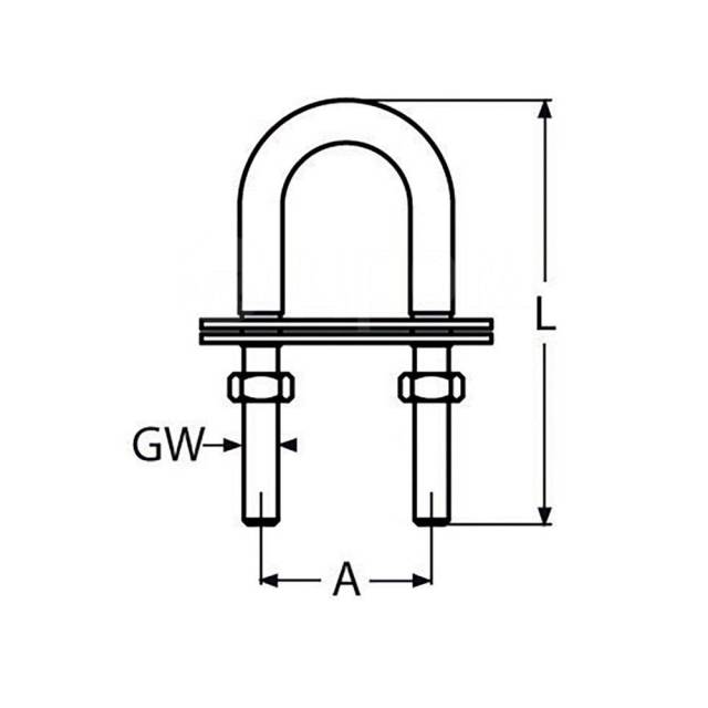   U-   Grey Euromarine 005406 M10x100 mm 