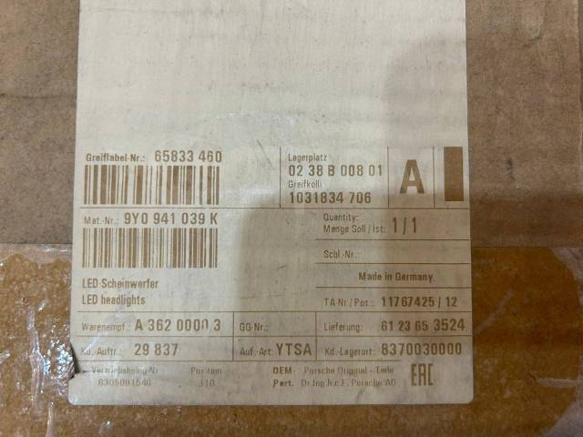   Porsche Cayenne 958 9Y0 9Y0941039K 9Y0941039K  