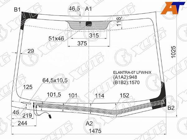 Купить Стекло лобовое Hyundai Avante, Hyundai Avante/Elantra 06-10 ...